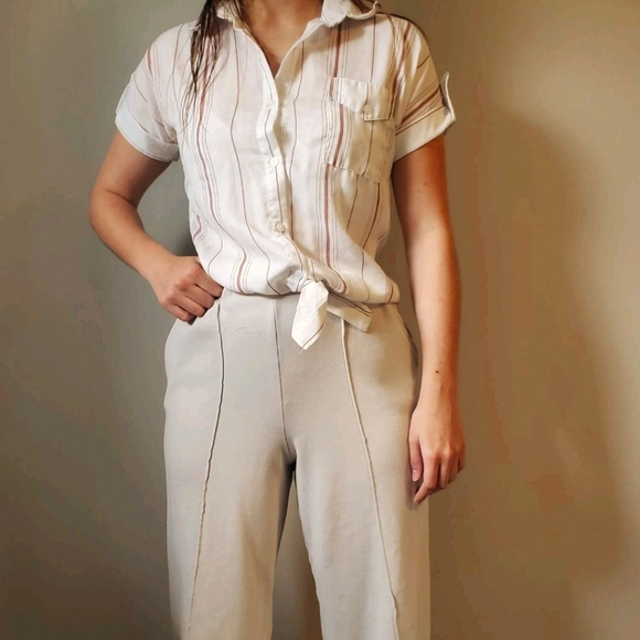 White Blouse with red stripes - Picture 1 of 7